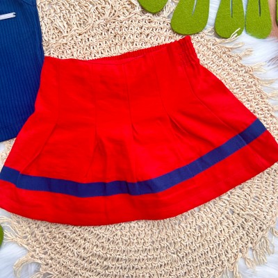 Conj. Regata e Short Saia Cheerleader - Marinho e Vermelho